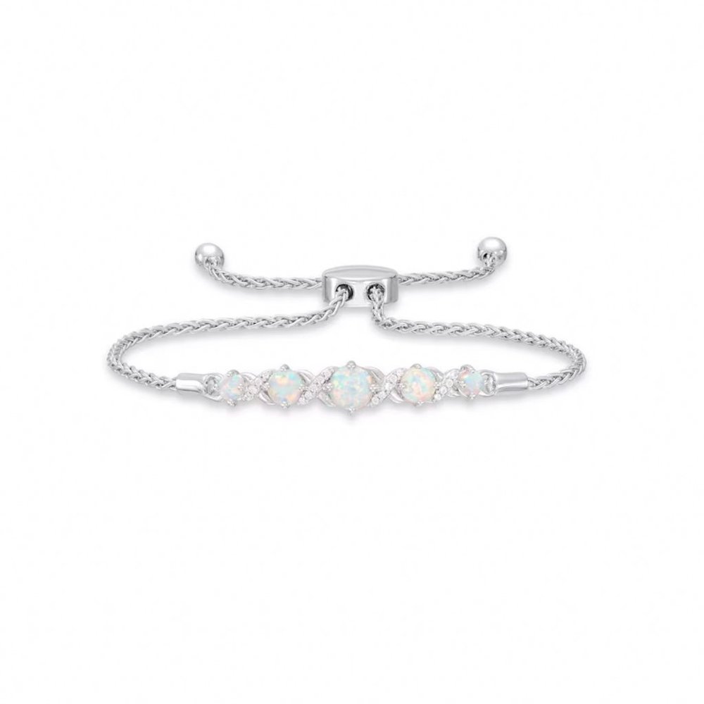 Lab-Created Opal Bolo Bracelet Sterling Silver